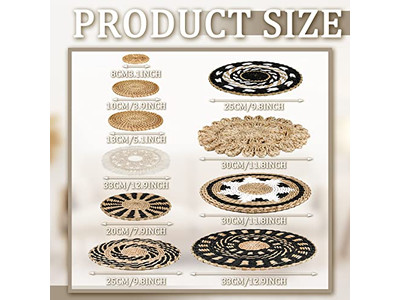 ديكور سلة الحائط المنسوجة البوهيمية سلال مسطحة مزخرفة يدويًا كبيرة