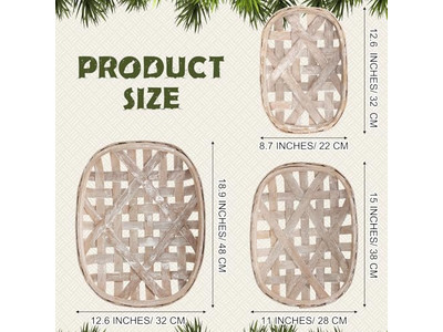 ديكور حائط الحمام من الروطان مجموعة من 3 زينة مطعم