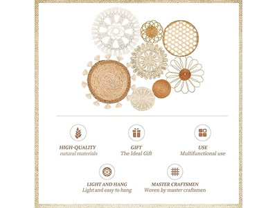 ديكور سلة الحائط البوهيمي الدائري في سلال المطبخ المنسوجة على الطراز الريفي