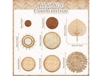 ديكور سلة الحائط مع زينة زرقاء من الخيزران فن أفريقي