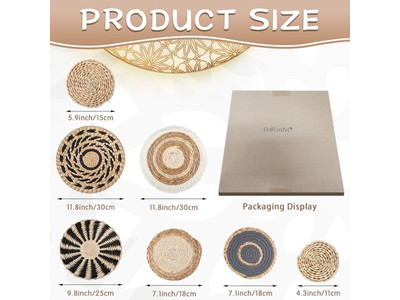 سلة الحائط المنسوجة ديكور المنزل مجموعة سلال بوهيمية معلقة