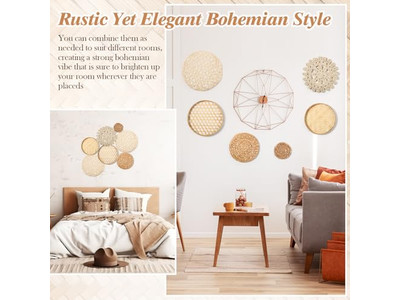 ديكور حائط ساحلي للمنزل تصفية ريفية زخارف الخوص والخيزران